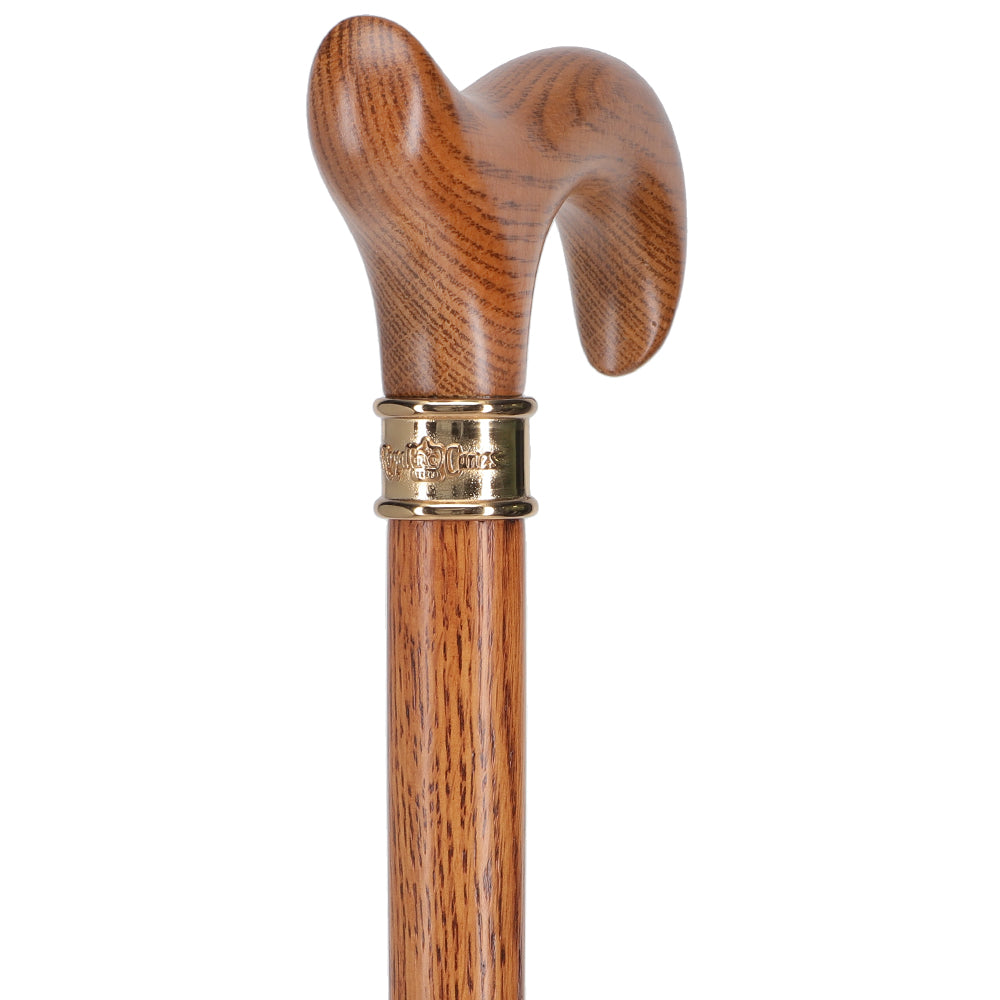 Luxury Oak Derby Cane - 3 Piece & Brass Embossed Collar Clearance Cheapest Pice