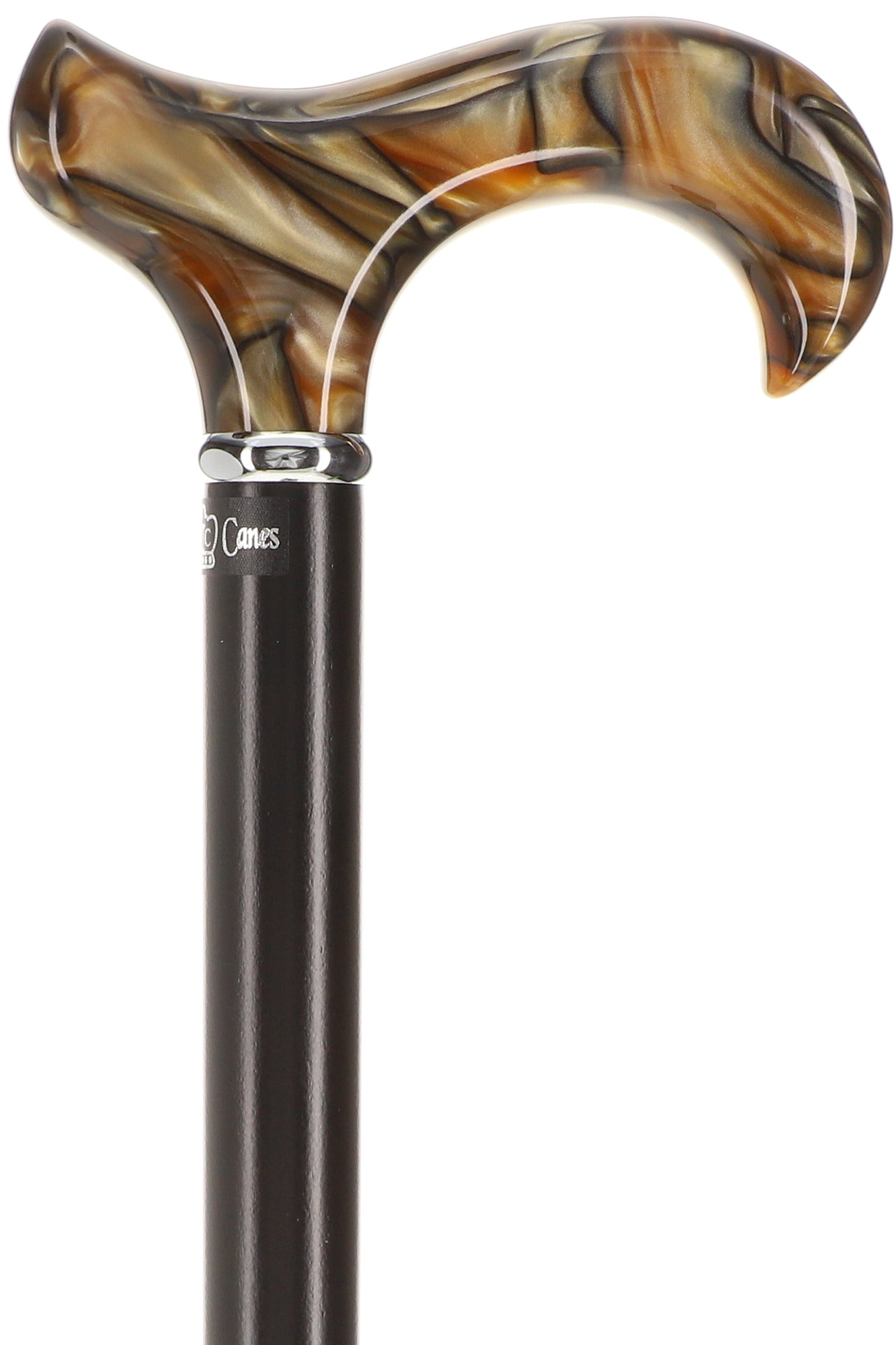 Scratch and Dent Golden Sienna Derby Walking Cane With Black Beechwood Shaft and Silver Collar V2182 Discount Latest