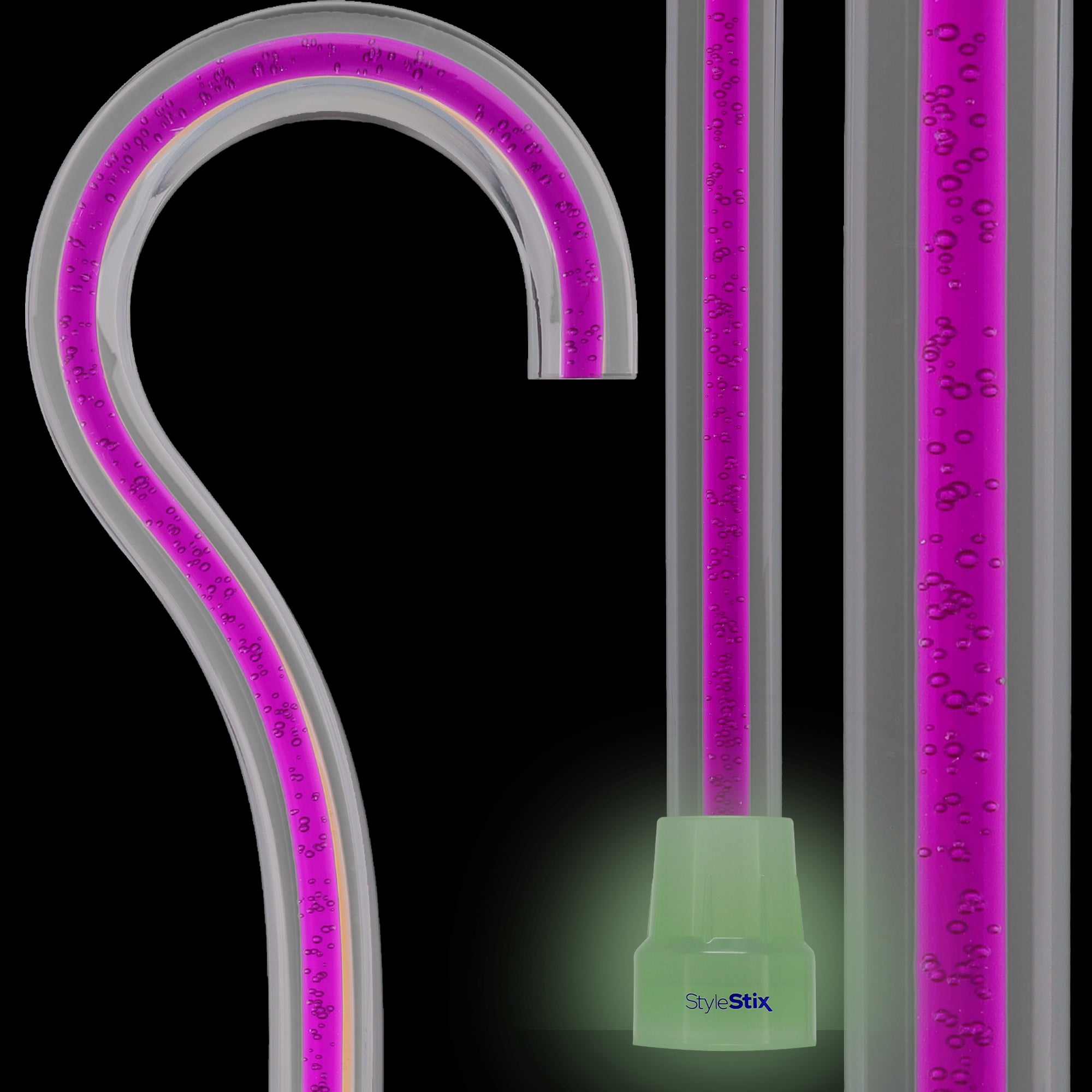 Amethyst Trace Cane: Purple Streak w/ Floating Bubbles in Clear Shaft Buy Cheap Largest Supplier