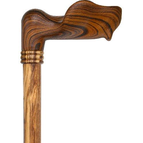 Scratch & Dent  Palm Grip Walking Cane With Zebrano Wood Shaft and Wooden Collar V1503 Clearance Reliable