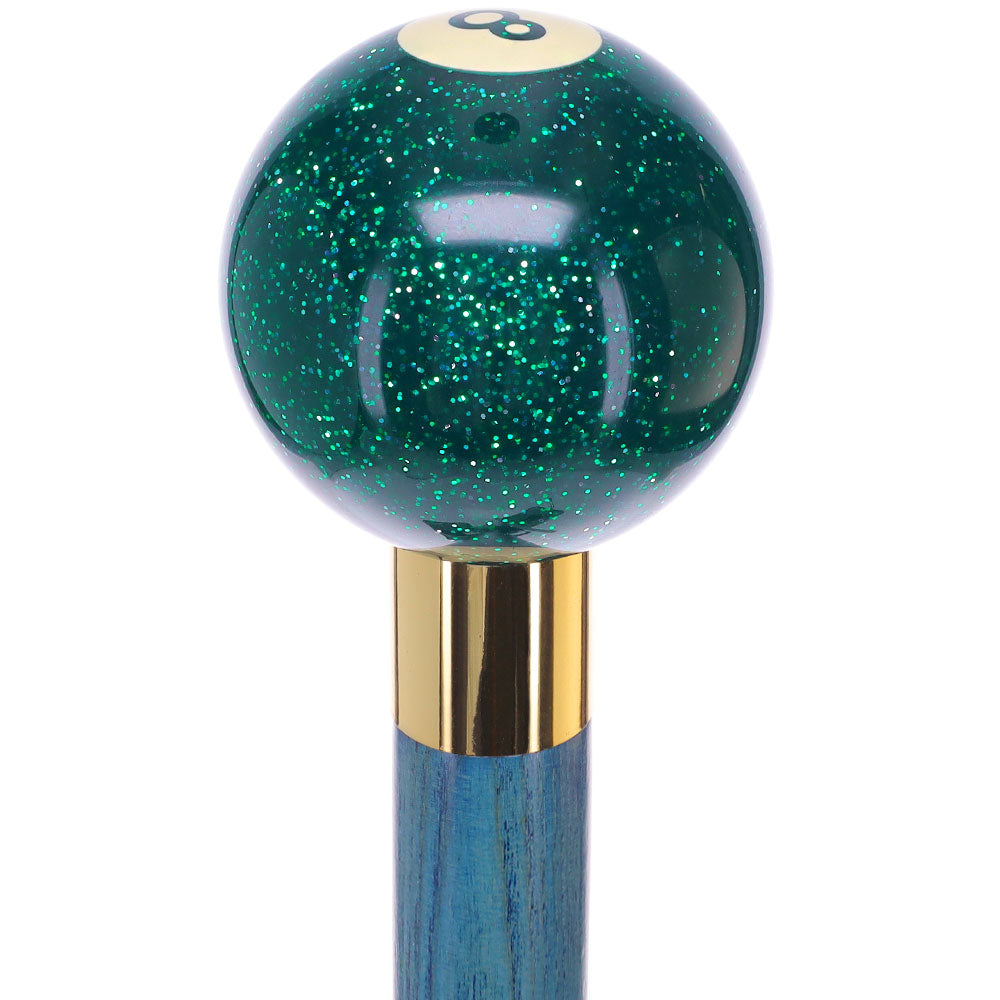 Green Sparkle 8 Ball Shift Knob Cane w/ Custom Color Ash Shaft & Collar Marketable Cheap Pice