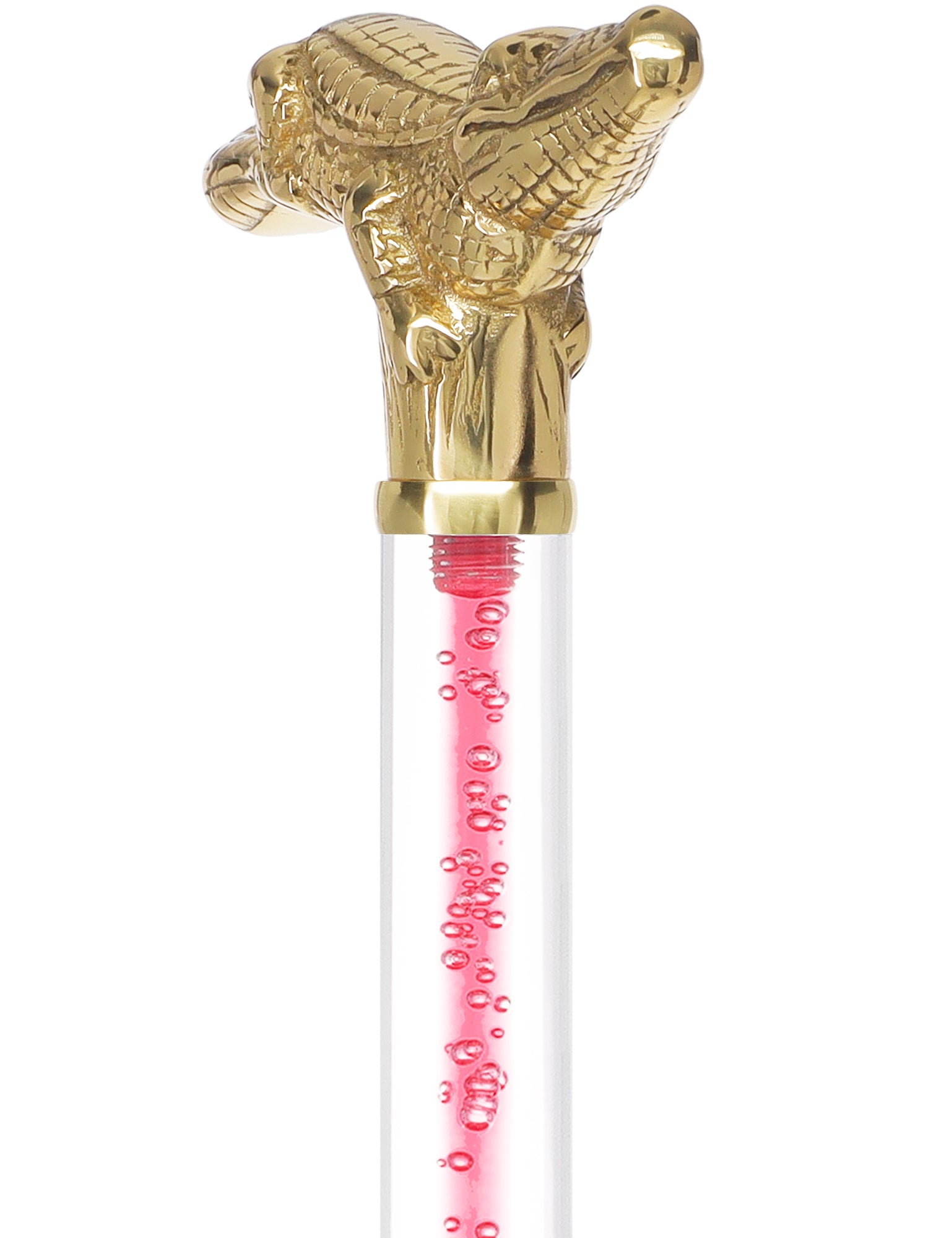 Color Crystal Elegance Brass Alligator Cane with Invisible Acrylic Shaft Options Release Dates