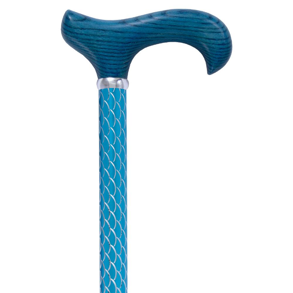 Scratch and Dent Blue Etched Cane with Blue Stained Ash Wood Handle V2349 Shop Sale Online