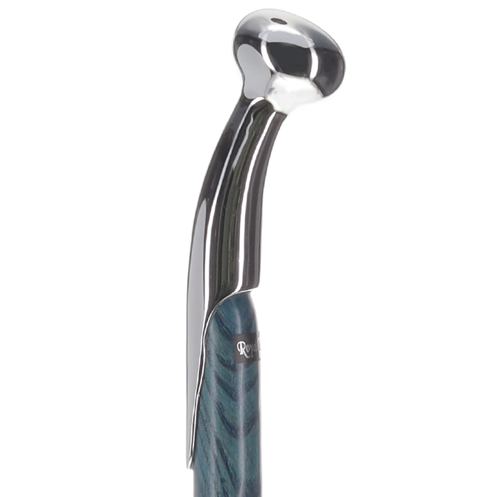 Twisted Blue Ash & Hame Chrome Walking Stick Marketable Online