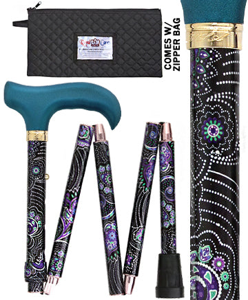 Mini-Purple Majesty: Adjustable Folding Cane with Zipper Bag Outlet Classic