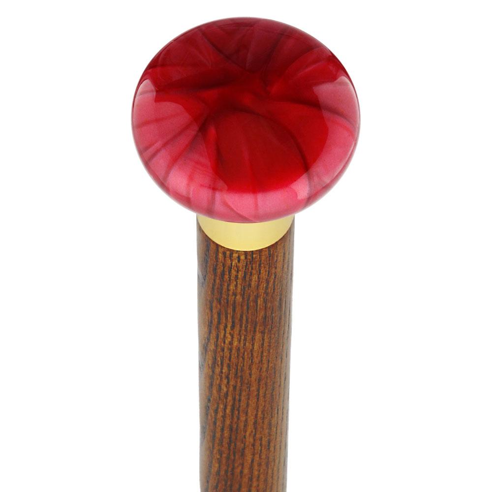 Nostalgia Pearl Red Flat Top Cane w/ Custom Color Ash Shaft & Collar Pay With Visa For Sale