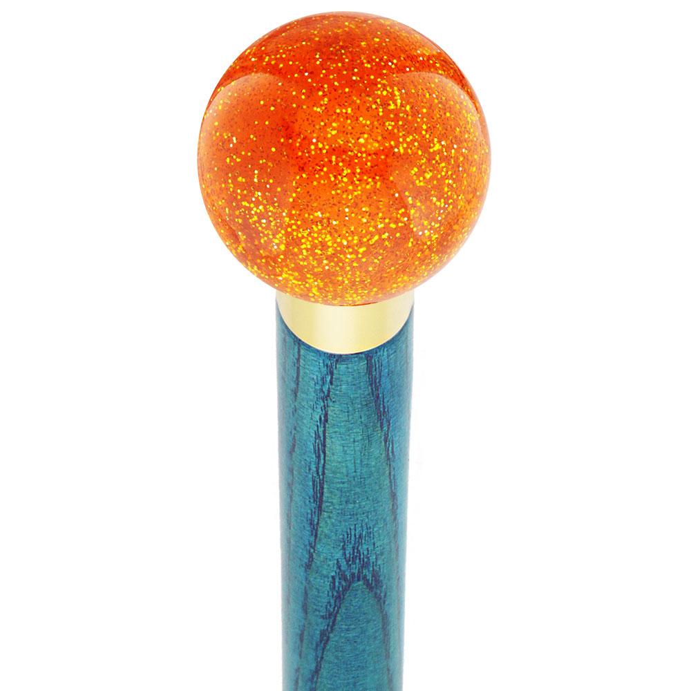 Sparkling Amber Round Knob Cane w/ Custom Color Ash Shaft & Collar Cheap Sale Visit New