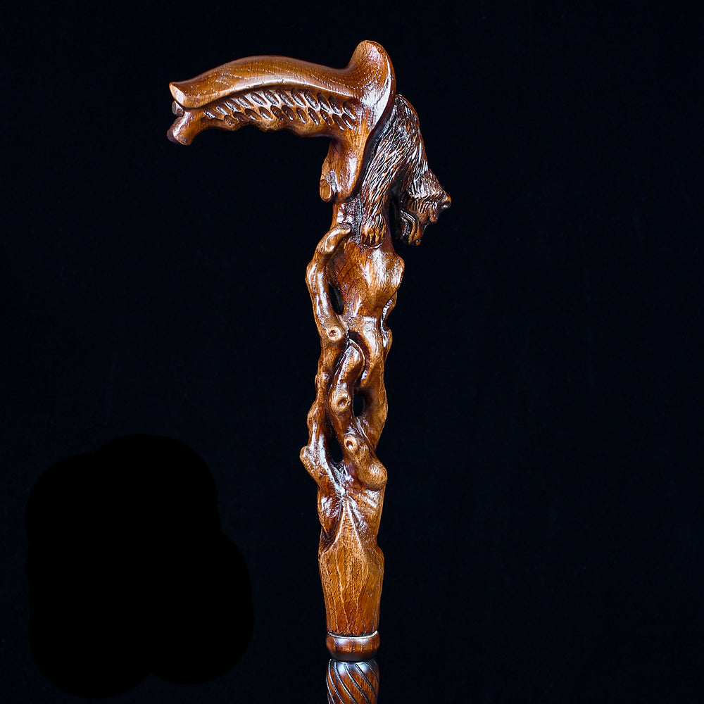 Scratch and Dent Awakening Bear (dark) Artisan Intricate Handcarved Cane V2409 Visit Online