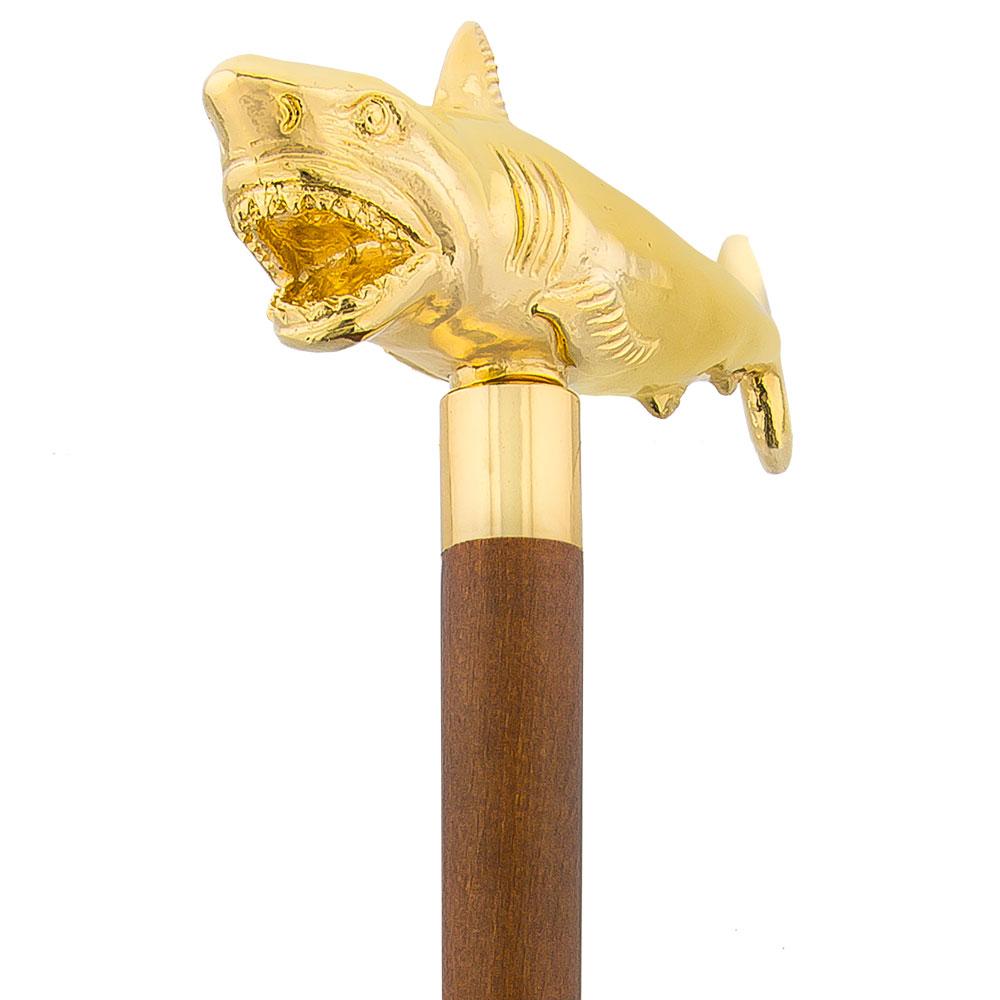 Great White Shark Handle Cane made w/ 18k Gold w/ Custom Shaft & Collar Buy Cheap Order