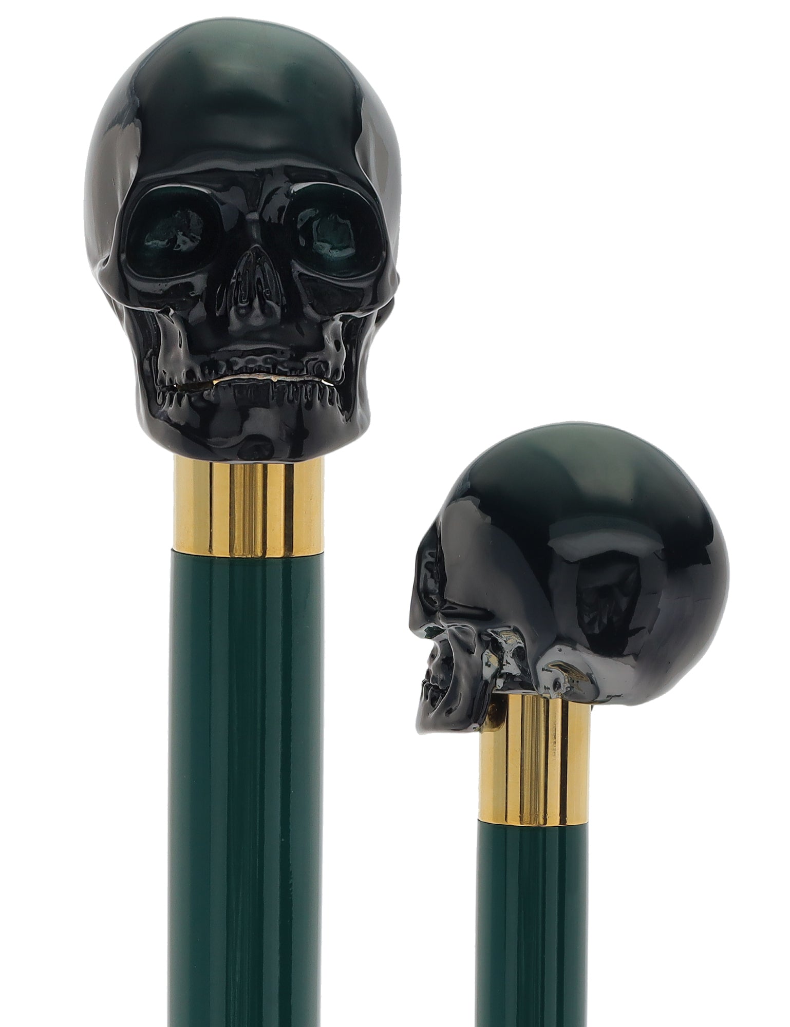 Shaded Green Skull Walking Stick with Green Beech wood shaft Visit New Online