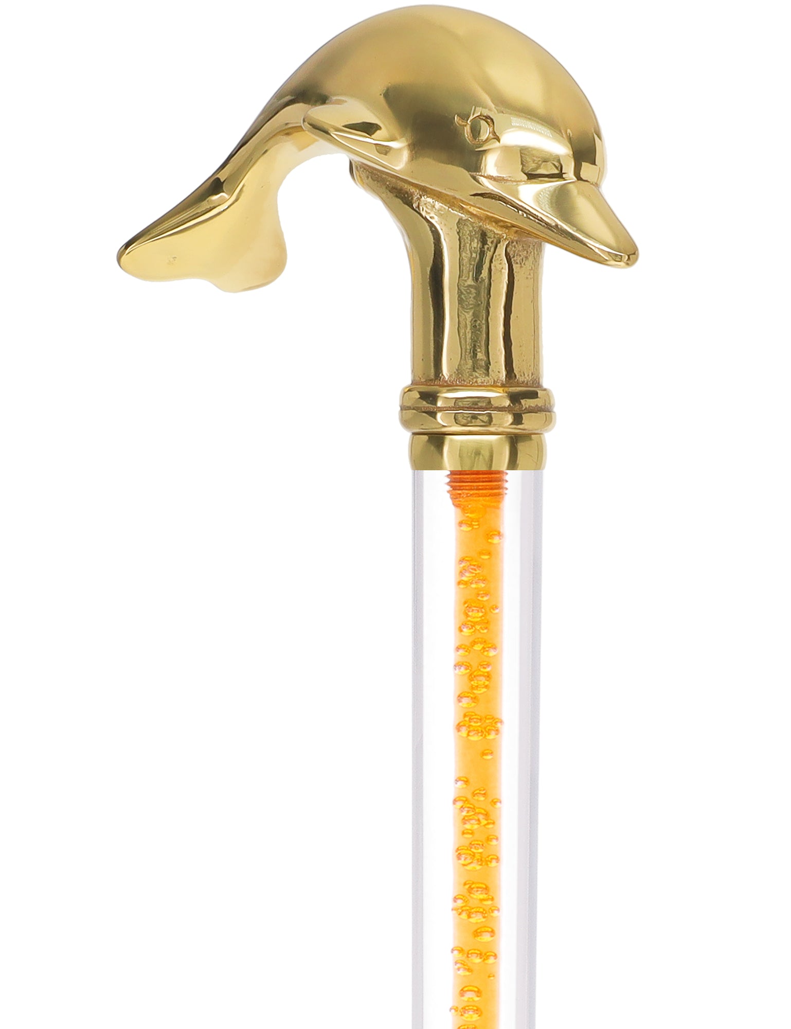 Color Crystal Elegance Brass Dolphin Cane with Invisible Acrylic Shaft Options Hot Sale