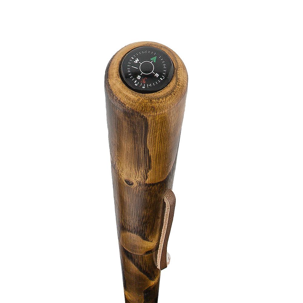 Brown Natural Chestnut Wood Sword-Gadget Hiking Staff w/ Compass Free Shipping New Styles