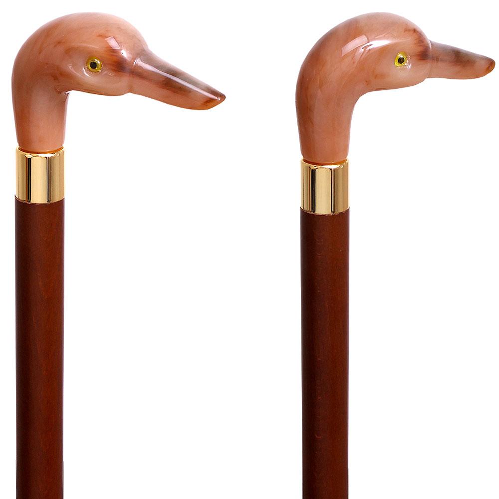 Fancy Duck Faux Rams Horn Handle Cane Italian Handle w/ Custom Shaft & Collar Outlet Geniue Stockist