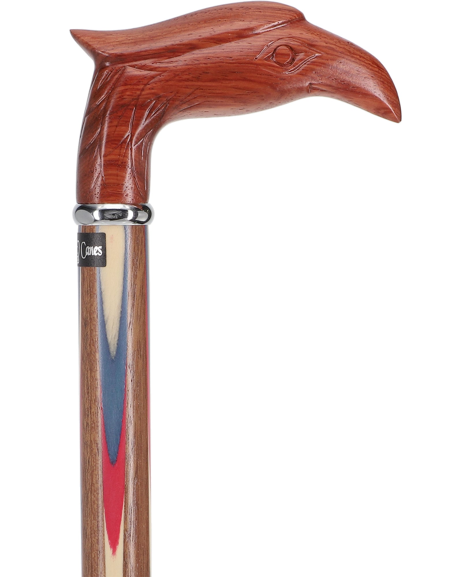 Patriotic Colors Don't Run Eagle Cane - Ovangkol Inlaid Wood Best Seller