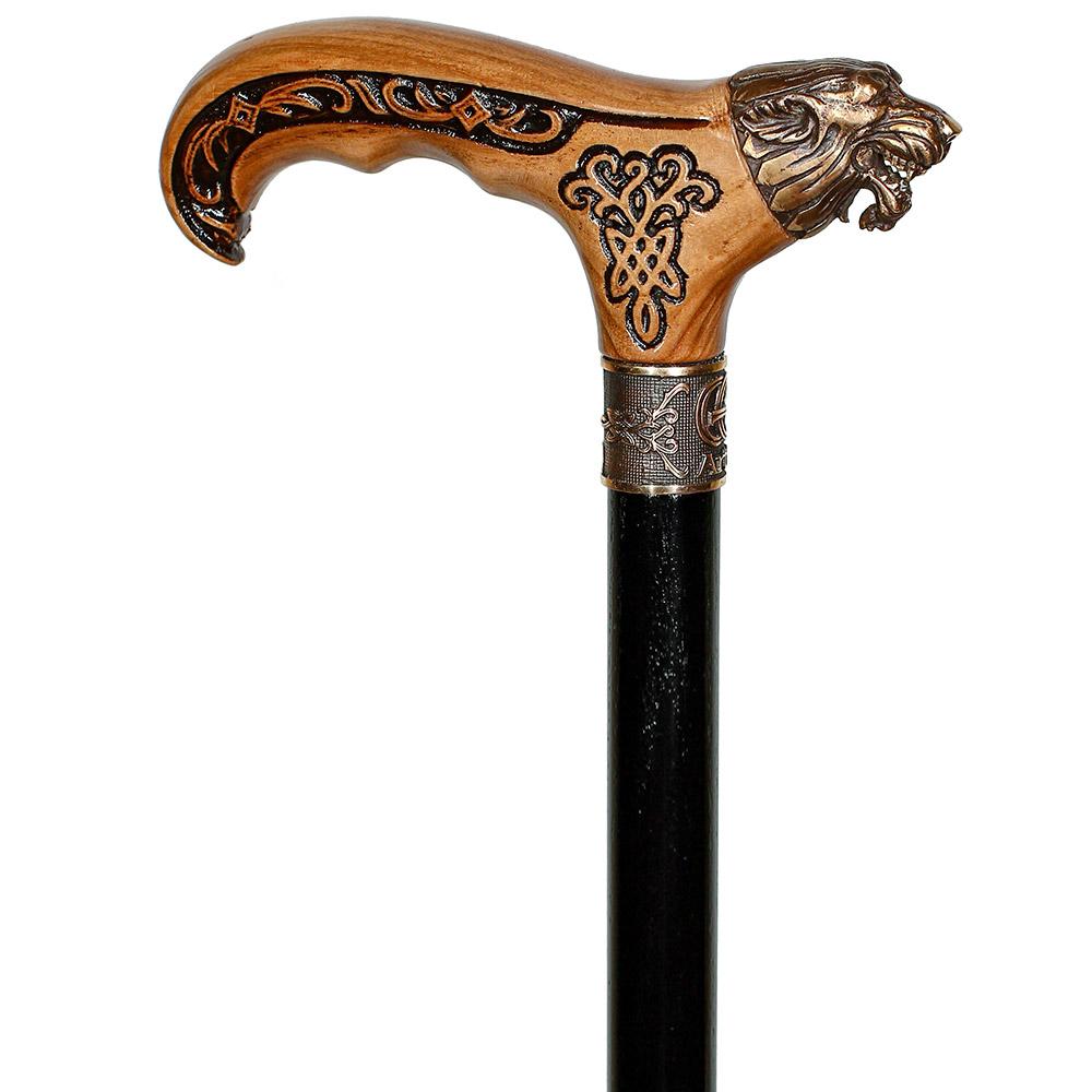 Bronze Direwolf Handcarved Celtic Art Derby Walking Cane How Much Online