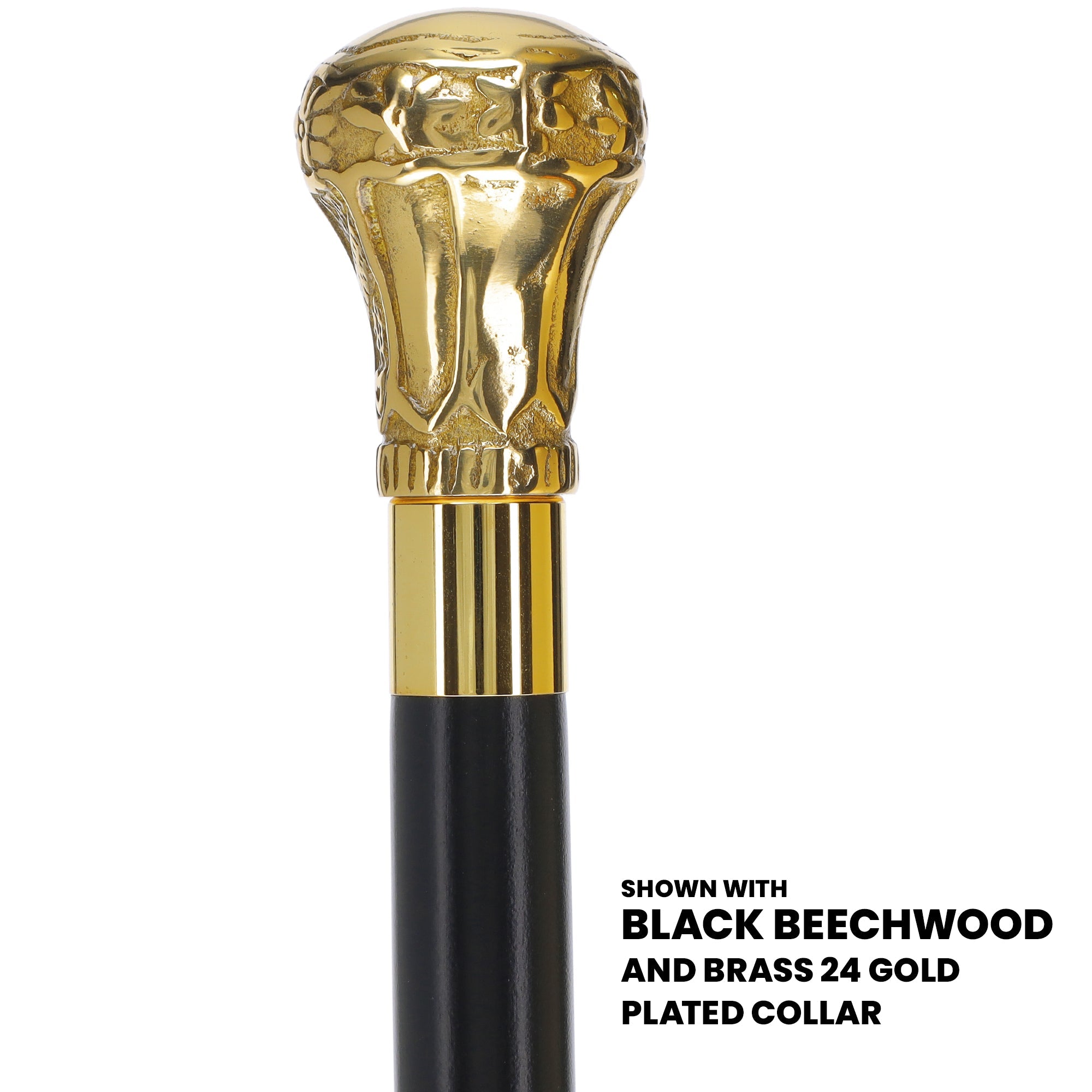 Scratch and Dent Brass Knob Handle Walking Cane w/ Brown Beechwood Shaft and Aluminum Gold Collar V3149 Cheap With Mastercard