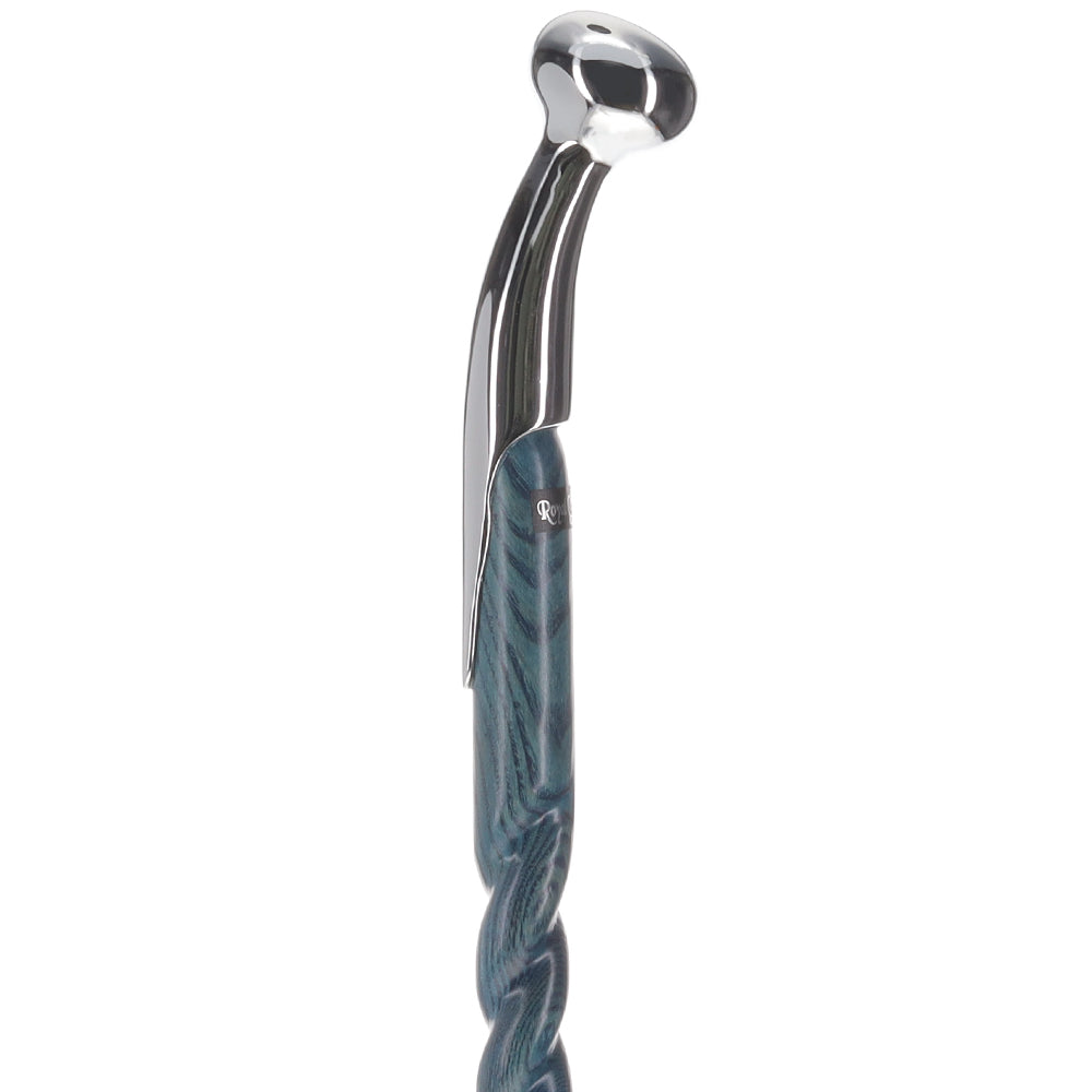 Twisted Blue Ash & Hame Chrome Walking Stick Marketable Online