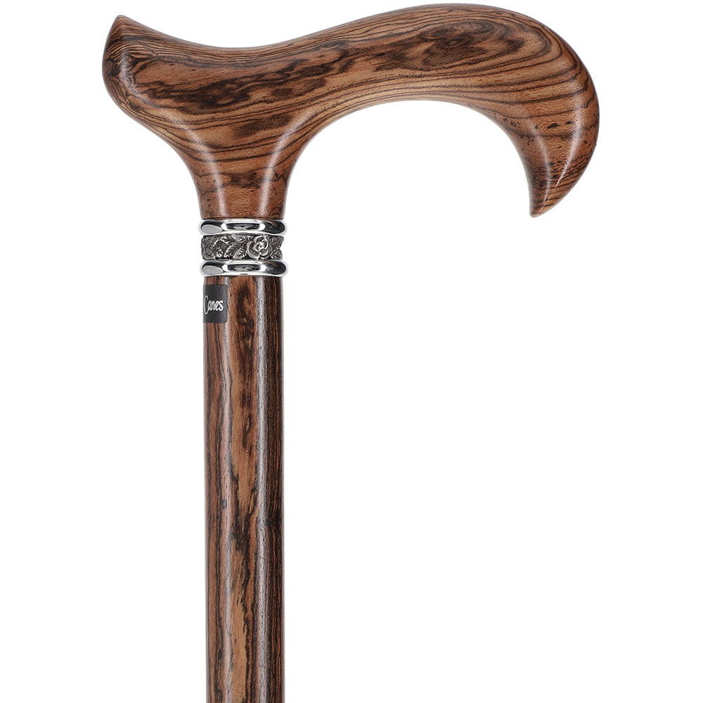 Scratch and Dent Derby Walking Cane With Genuine Bocote Wood Shaft and Pewter Rose Collar V1219 Cheap Sale Amazon