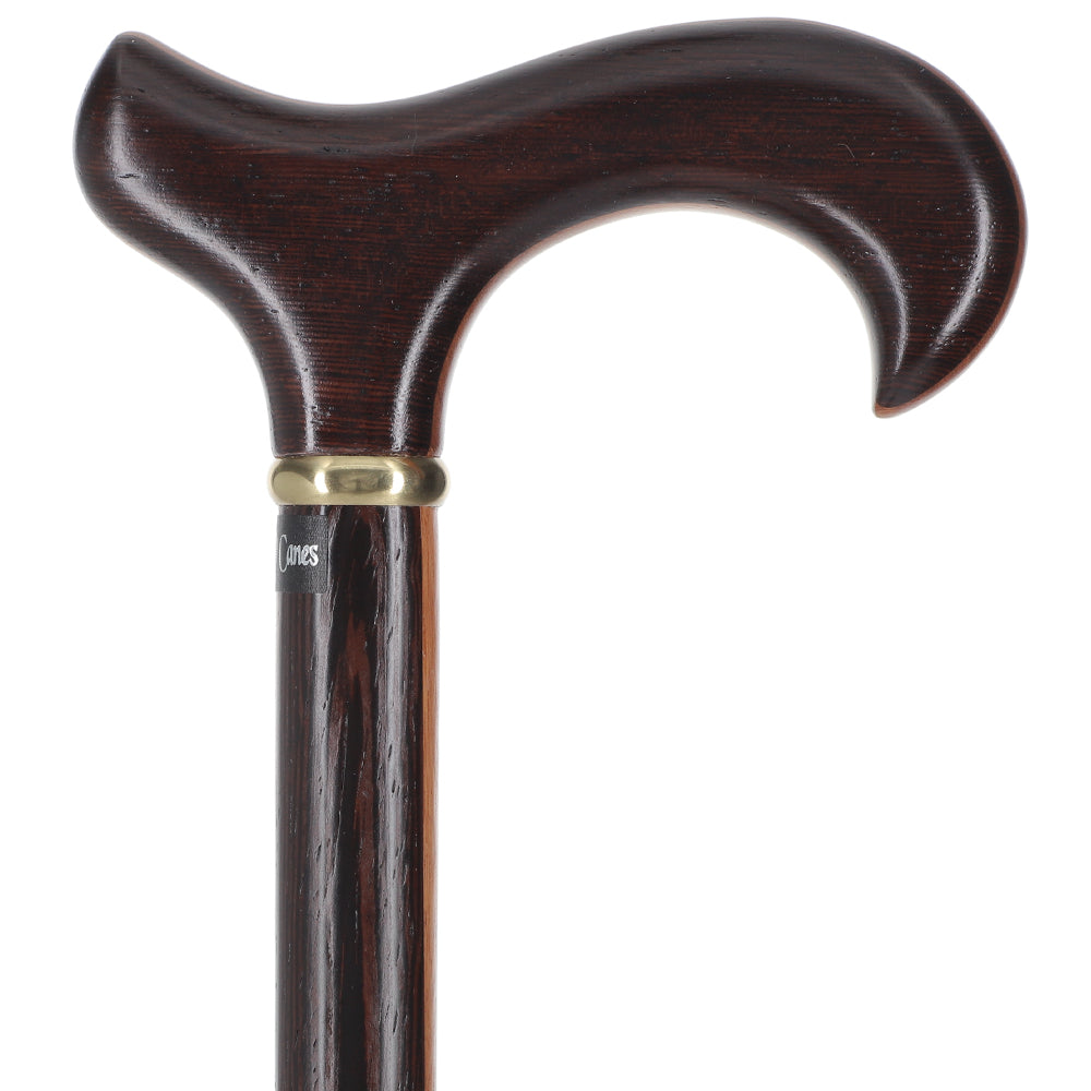 Scratch and Dent Hand-Made Afromosia Inlaid Derby Walking Cane w/ Wenge Shaft & Gold Collar V2194 Recommend Cheap Pice