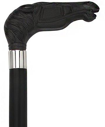 Black Stallion Horse Imatation Wood Handle Cane -Italian Handle w/Custom Shaft and Collar Outlet Cheap Authentic