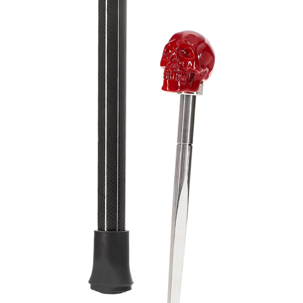 Red Skull Handle Sword Walking Stick with Carbon Fiber Shaft Discount Popular