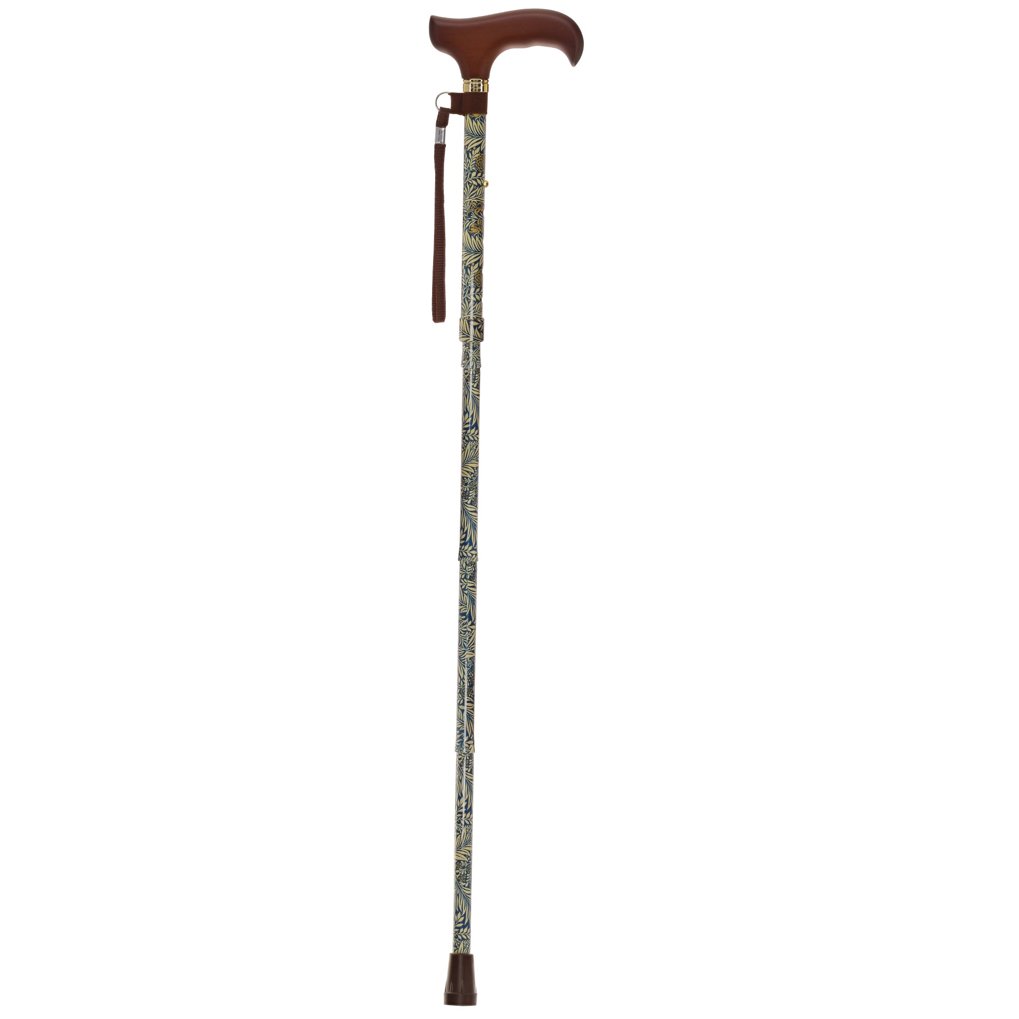 Golden Petals FashionStix: Foldable Wood Derby Walking Cane Authentic For Sale