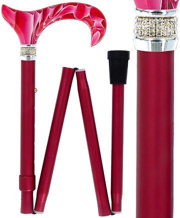 Scratch and Dent Magenta Pearlz with Rhinestone Collar and Designer Adjustable Folding Cane V3079 Enjoy Cheap Online