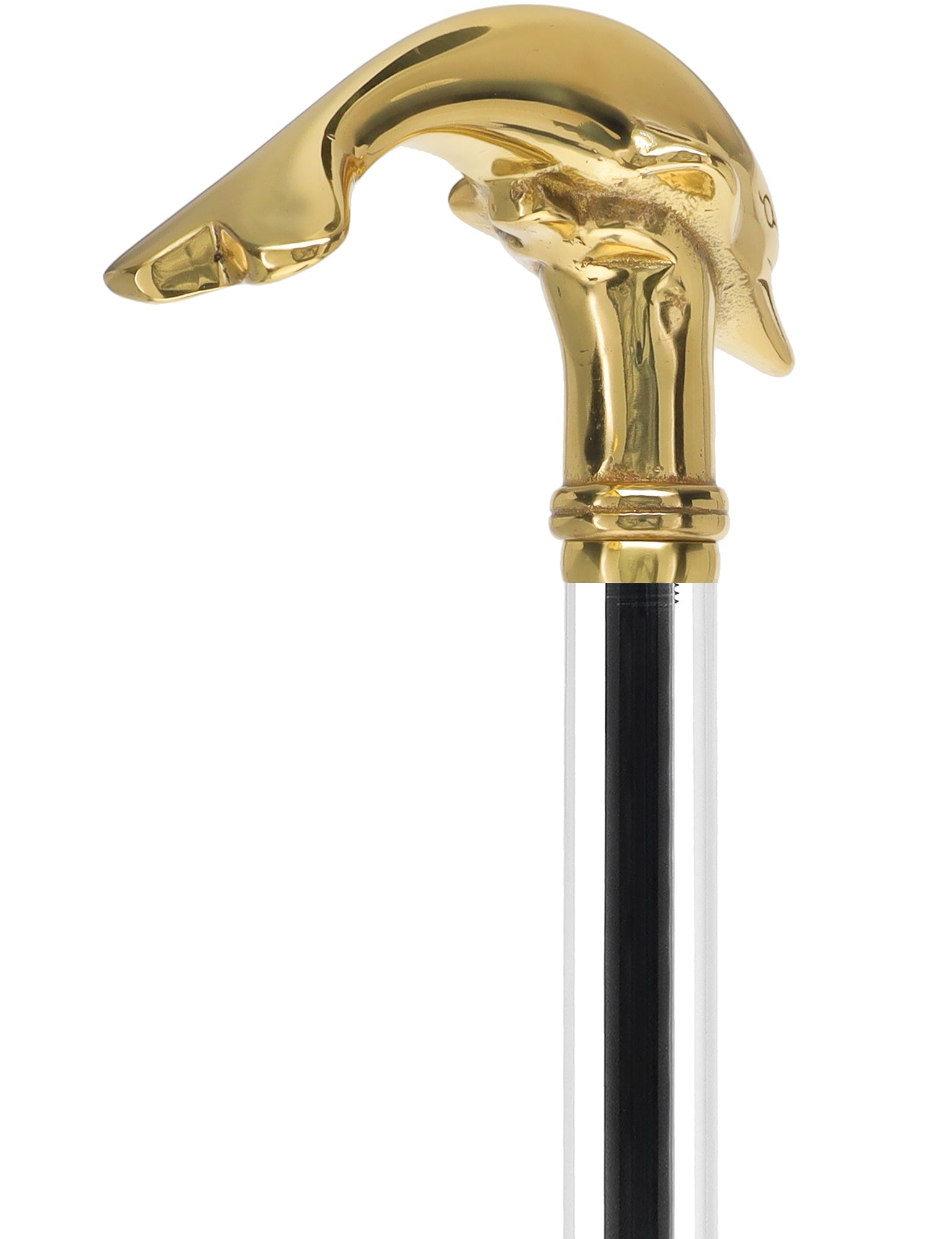 Crystal Elegance Brass Dolphin Cane with Invisible Acrylic Shaft Options Discount Authentic Online