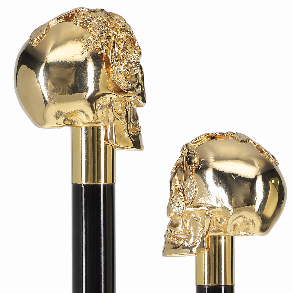 Italian Luxury: Skull with Roses Cane, 24K Gold Plated Top Quality Online