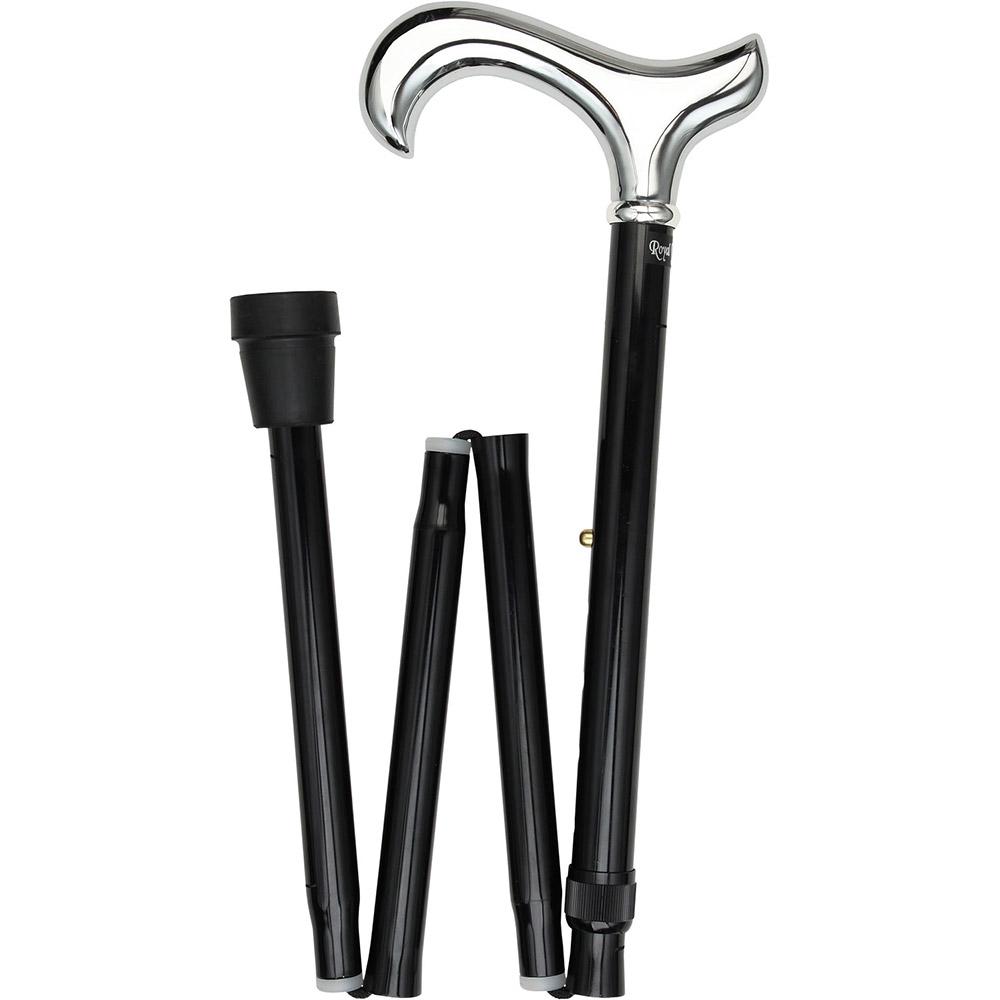 Scratch and Dent Chrome Plated Derby Walking Cane With Folding, Adjustable Black Aluminum Shaft V1653 Free Shipping Nicekicks