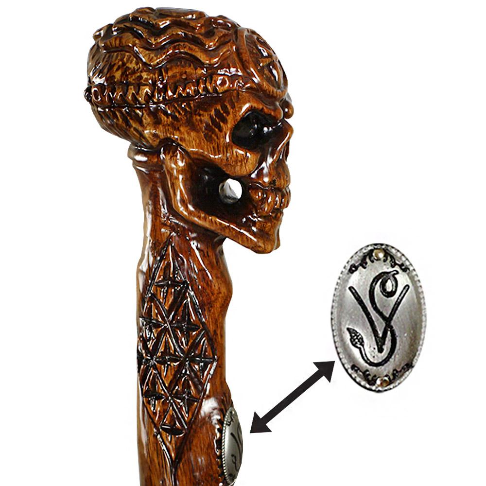 Egyptian Skull Cane: Unique Wood Handcarved Artisan Detail Footlocker Pictures