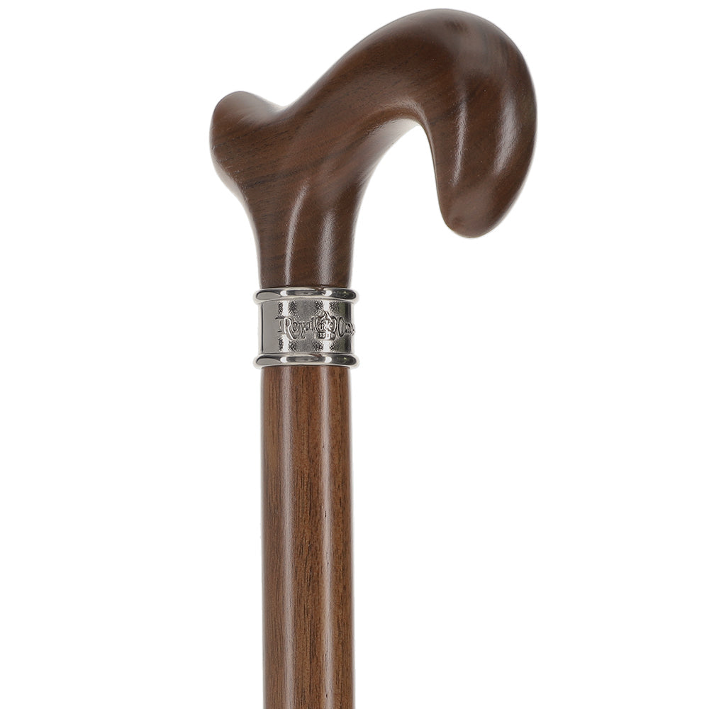 Scratch and Dent Rich Genuine Walnut Derby Cane - Embossed Collar V3487 Sale In China