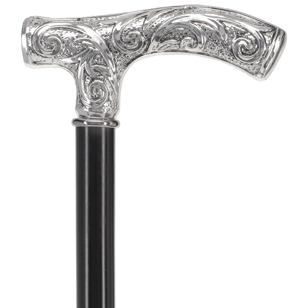 Italian Luxury Silver 925r Embossed Fritz Handle Cane Cheap Low Pice