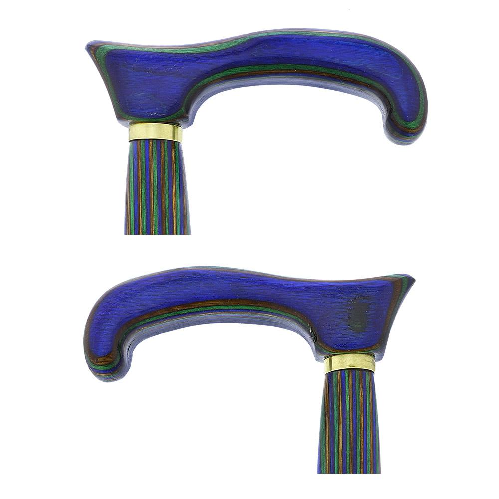 Scratch and Dent Green Blue and Brown Colortone Classic Derby Handle Walking Cane With laminate Birchwood Shaft V2207 Geniue Stockist Cheap Online