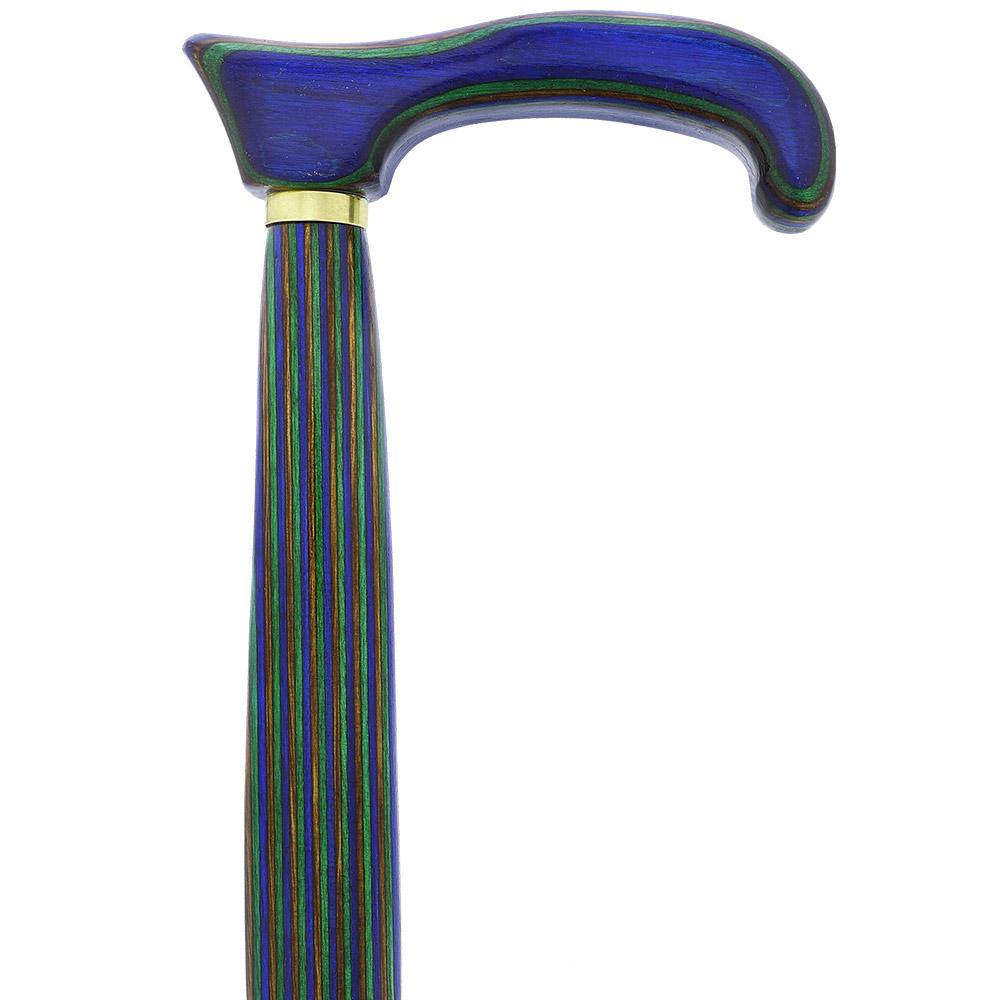 Scratch and Dent Green Blue and Brown Colortone Classic Derby Handle Walking Cane With laminate Birchwood Shaft V2207 Geniue Stockist Cheap Online