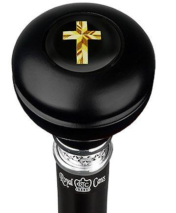 Scratch and Dent Christian Cross Symbol Knob Walking Stick w/ Black Beechwood Shaft & Pewter Collar V2233 Purchase Sale Online