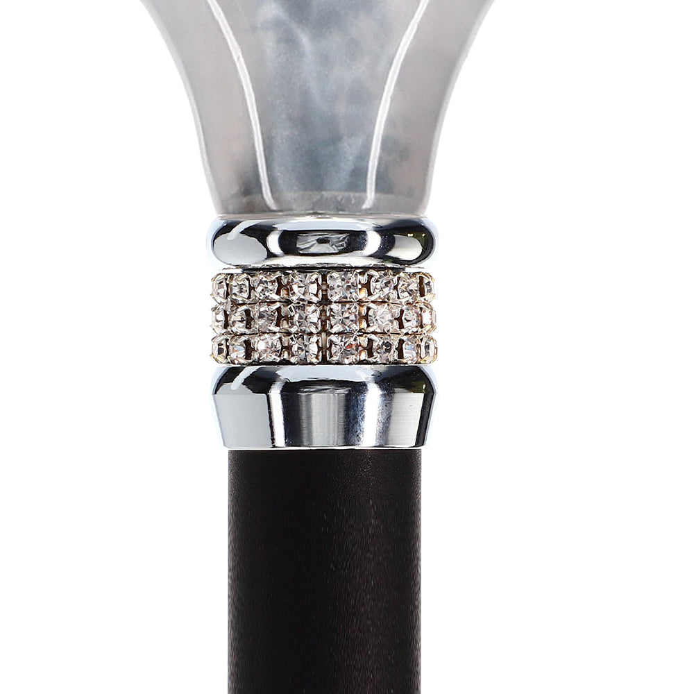 Scratch and Dent Black & White Pearlz with Rhinestone Collar and Black Adjustable Shaft V2092 Manchester Cheap Pice