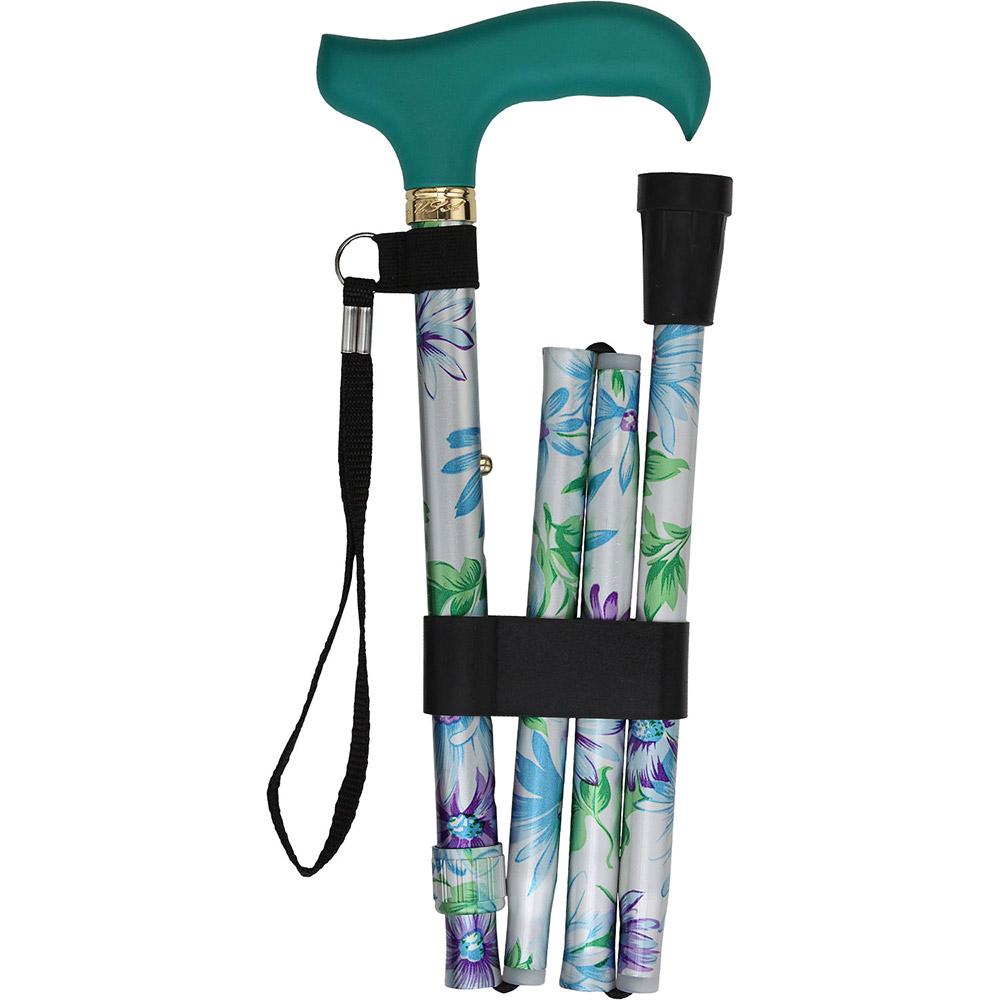 Scratch and Dent Adjustable Designer Folding Cane - Glorious Gardens Style V3366 Grey Outlet Store Online