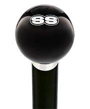 SS Car Emblem Black Round Knob Cane w/ Custom Wood Shaft & Collar Great Deals Cheap Pice