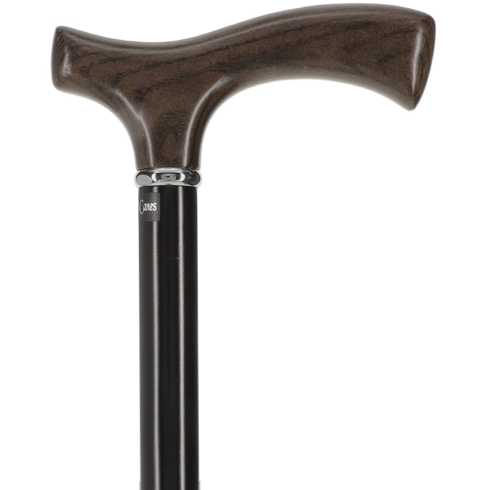 Scratch and Dent Black Ash Fritz Walking Cane With Black Beechwood Shaft and Silver Collar V2024 Visit