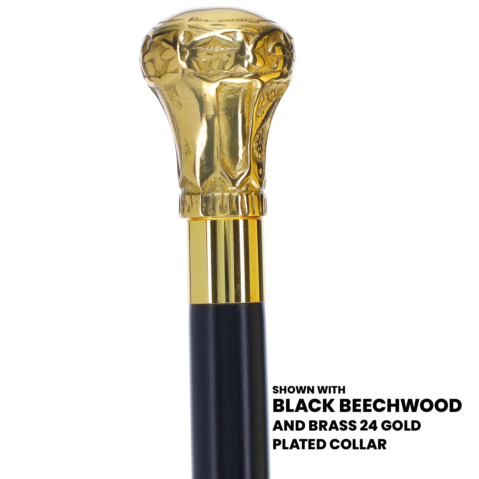 Scratch and Dent Brass Knob Handle Walking Cane w/ Brown Beechwood Shaft and Aluminum Gold Collar V3149 Cheap With Mastercard