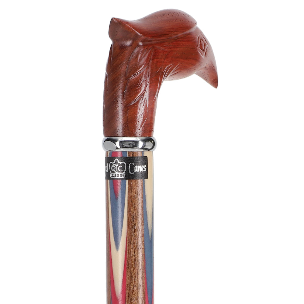 Scratch and Dent Colors Don't Run Eagle Handle Walking Cane With Inlaid Ovangkol Shaft and Silver Collar V2142 Latest Collections Cheap Pice