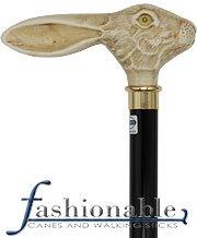 Scratch and Dent Faux Ivory Rabbit T Handle Walking Cane With Brown Beechwood Shaft and Brass Collar V2205 Buy Cheap Pre Order