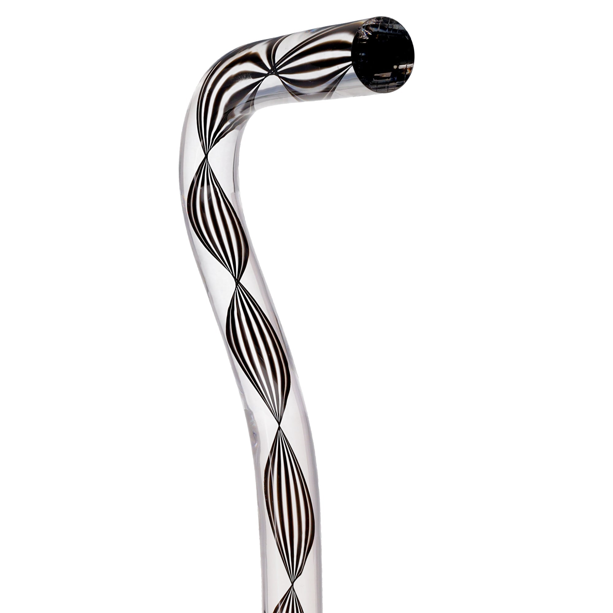 Scratch and Dent Obsidian Helix Cane: Sophisticated Black Twists, Clear Shaft V3461 Pick A Best