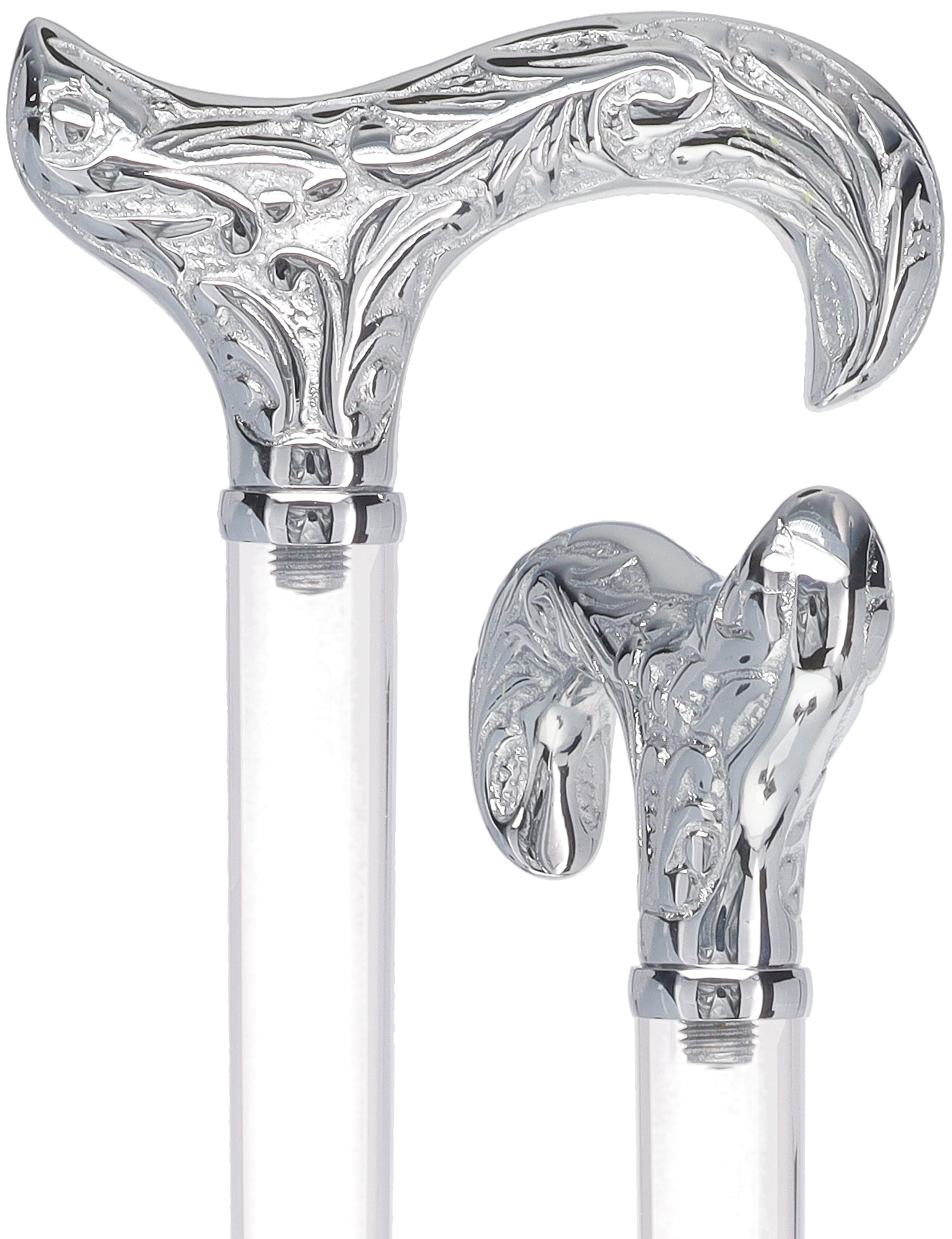 Crystal Elegance Chrome Derby Cane with Invisible Acrylic Shaft Options Latest Collections Online