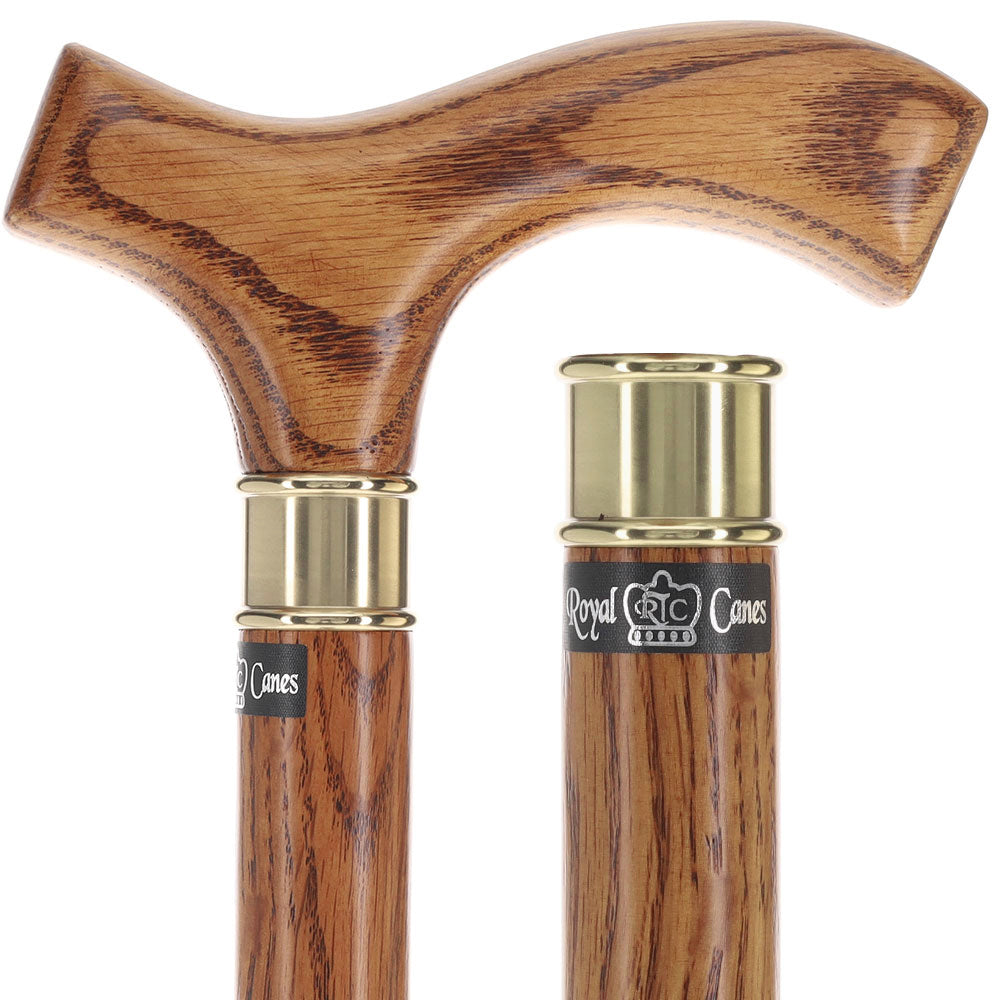 Elegant Slim-Line Oak Fritz Cane with Brass Collar Discount Latest Collections