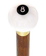 8 Ball White Pearl Round Knob Cane w/ Custom Color Ash Shaft & Collar Outlet Affordable