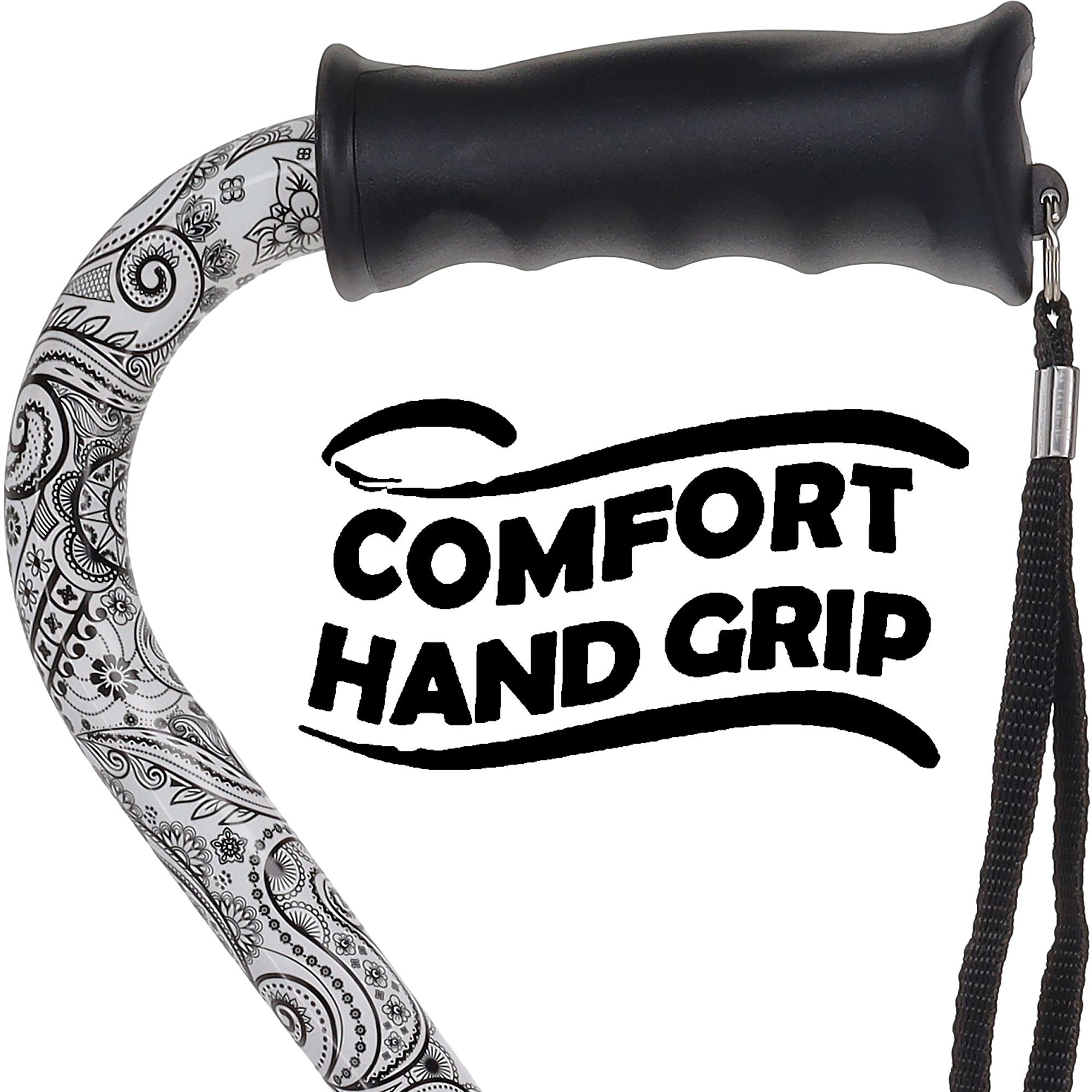 Black & White Offset Cane - Comfort Grip, Adjustable w/ SafeTbase Latest Cheap Online