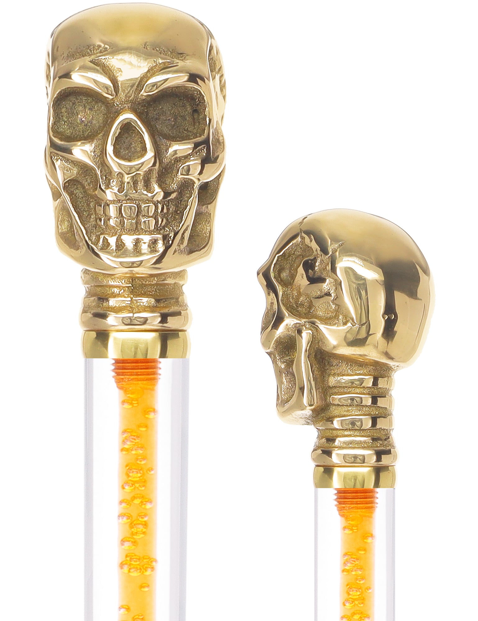 Color Crystal Elegance Brass Skull Cane with Invisible Acrylic Shaft Options Free Shipping 100% Guaranteed