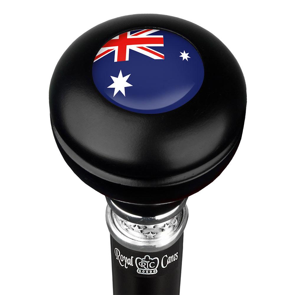 Australia Flag Emblem Knob Stick: Large Knob, Pewter Collar Free Shipping Top Quality